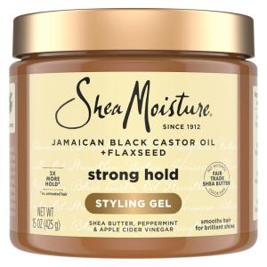 SheaMoisture Strong Hold Styling Gel+Flaxseed Jamaican Black Castor Oil Gives Controlled Style,AllDay Hold,Infused With Castor Seed Oil,SheaButter & Indulgent Scent ParabenFree AntiFrizz Hair Gel 15oz(Hair Styling Agent)