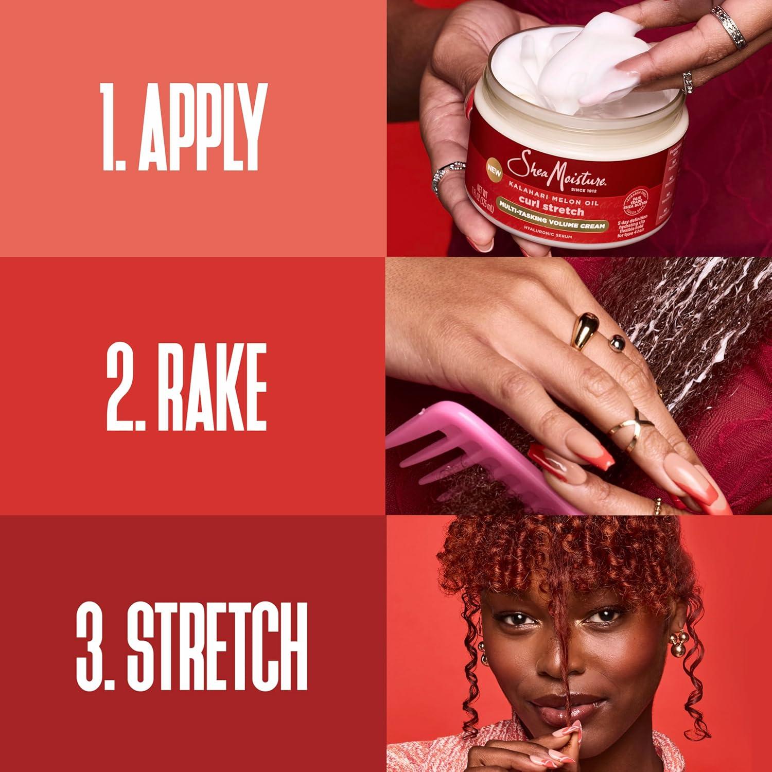 imageSheaMoisture Curl Stretch Multitasking Volume Cream Kalahari Melon Oil and a Tropical Vacation Scent With Hydrating Hyaluronic Serum Defines Type 4 Curls For Days 11 Fl Oz