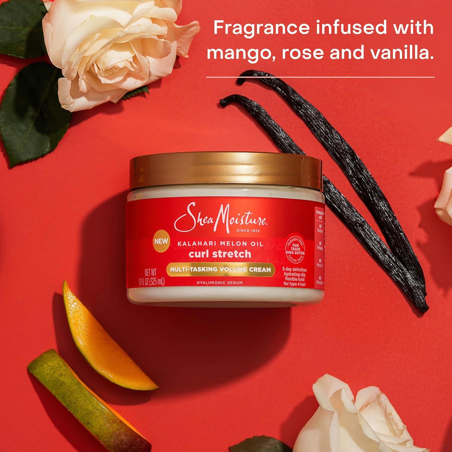 imageSheaMoisture Curl Stretch Multitasking Volume Cream Kalahari Melon Oil and a Tropical Vacation Scent With Hydrating Hyaluronic Serum Defines Type 4 Curls For Days 11 Fl Oz