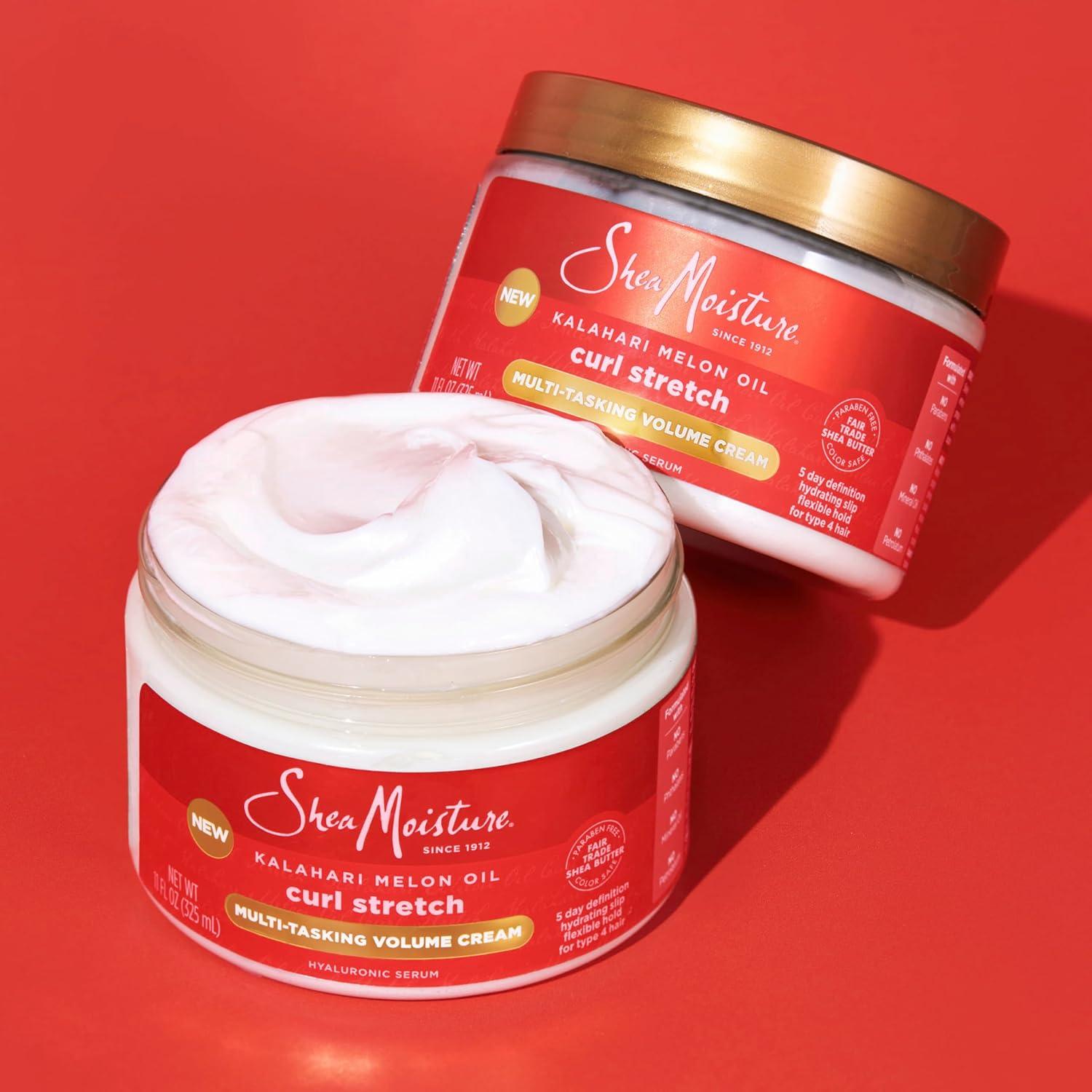 imageSheaMoisture Curl Stretch Multitasking Volume Cream Kalahari Melon Oil and a Tropical Vacation Scent With Hydrating Hyaluronic Serum Defines Type 4 Curls For Days 11 Fl Oz