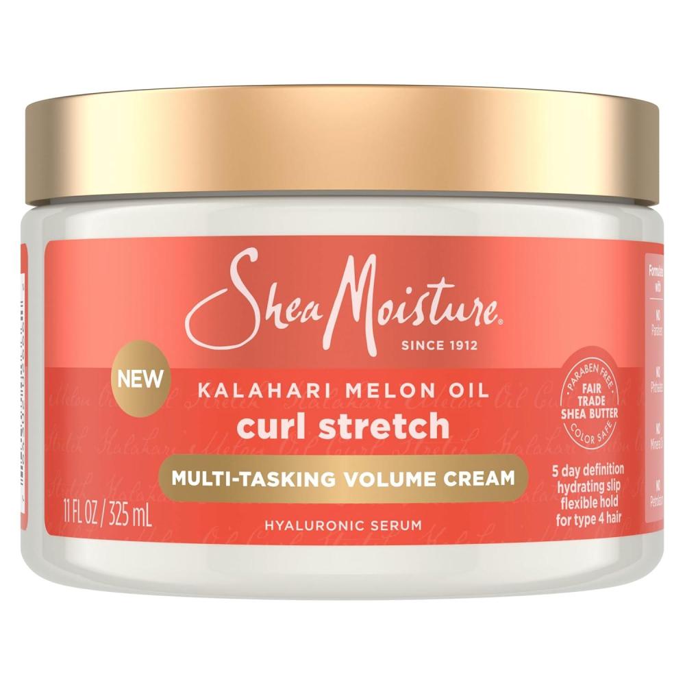 imageSheaMoisture Curl Stretch Multitasking Volume Cream Kalahari Melon Oil and a Tropical Vacation Scent With Hydrating Hyaluronic Serum Defines Type 4 Curls For Days 11 Fl Oz