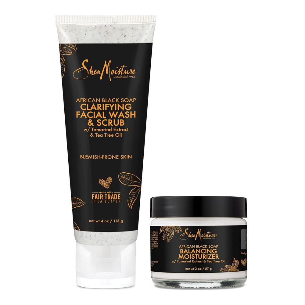 imageSheaMoisture African Black Soap Scrub ampamp Lotion Cleanser ampamp Scrub and Lotion Duo Blemish Prone Skin Clarifying 2 Count