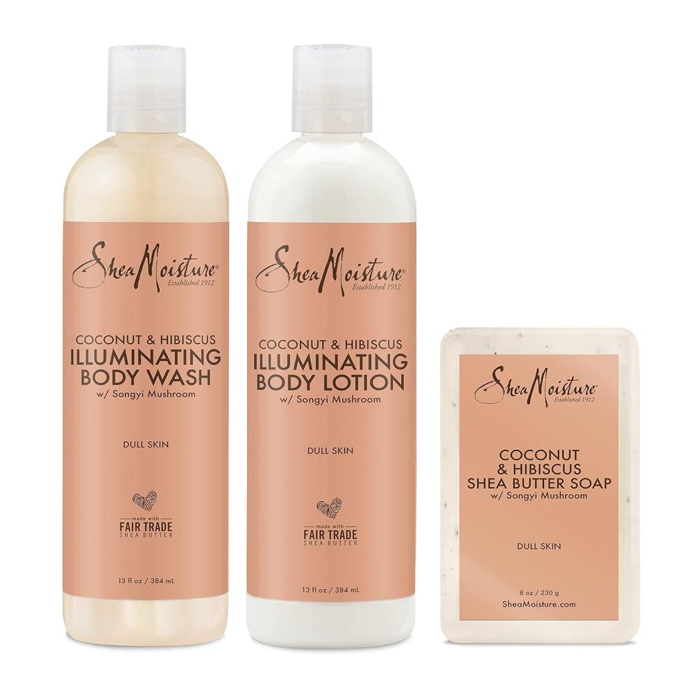 imageSheaMoisture Bath and Body Kit for Dry Skin Coconut and Hibiscus Illuminating Skin Care 3 Count