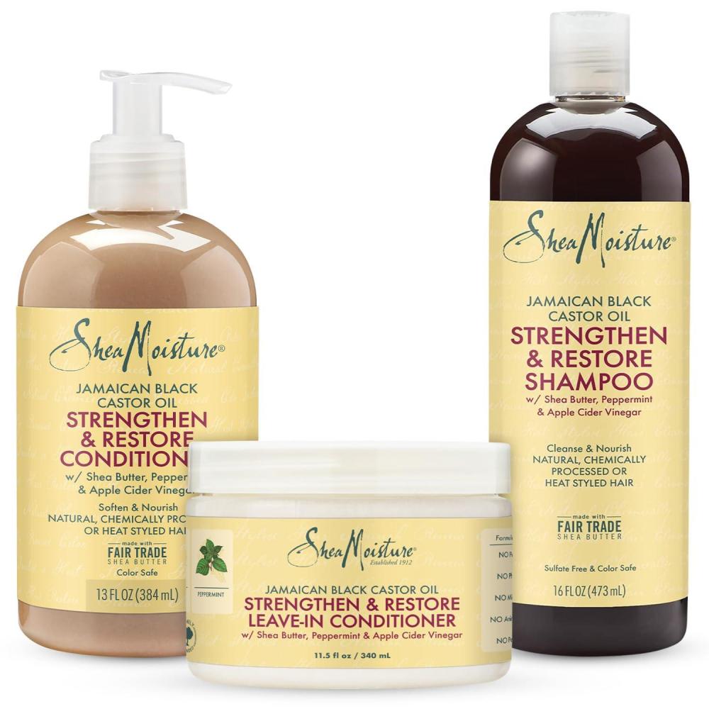imageSheaMoisture Curly Bundle 16 oz Shampoo 13 oz Conditioner 115 oz Leavein with Jamaican Black Castor Oil for Healthy Growth and Restoration Sulfate Free405 Ounce pack of 3