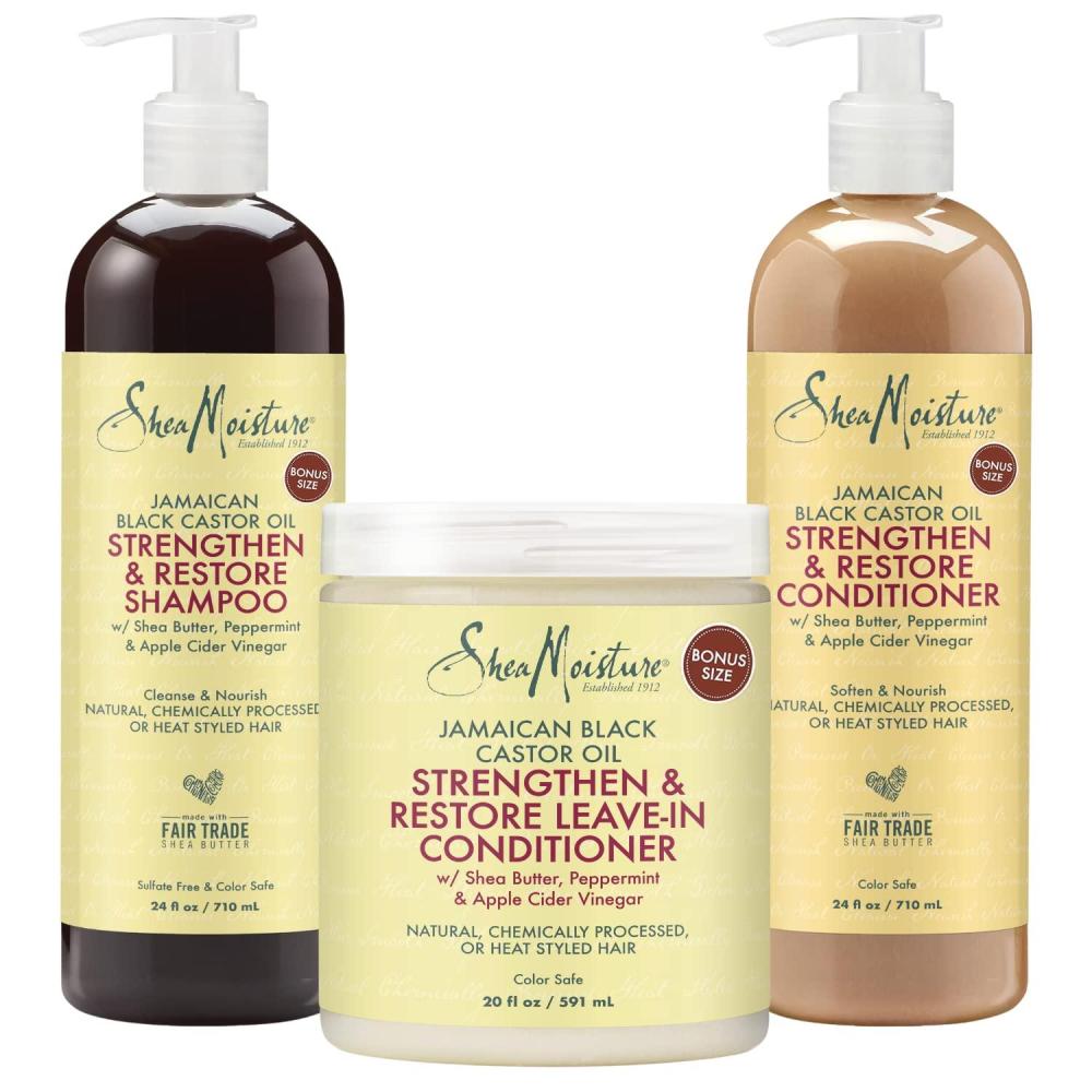 imageSheaMoisture Curly Bundle 16 oz Shampoo 13 oz Conditioner 115 oz Leavein with Jamaican Black Castor Oil for Healthy Growth and Restoration Sulfate Free48 Ounce Pack of 3