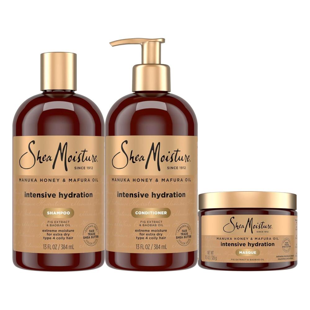 imageSheaMoisture Hydrate ampamp Replenish Shampoo Conditioner and Hair Masque 3 Count Manuka Honey ampamp Marfura Oil for Curly Hair Deep Conditioning Hair Treatment to Hydrate and Replenish Hair