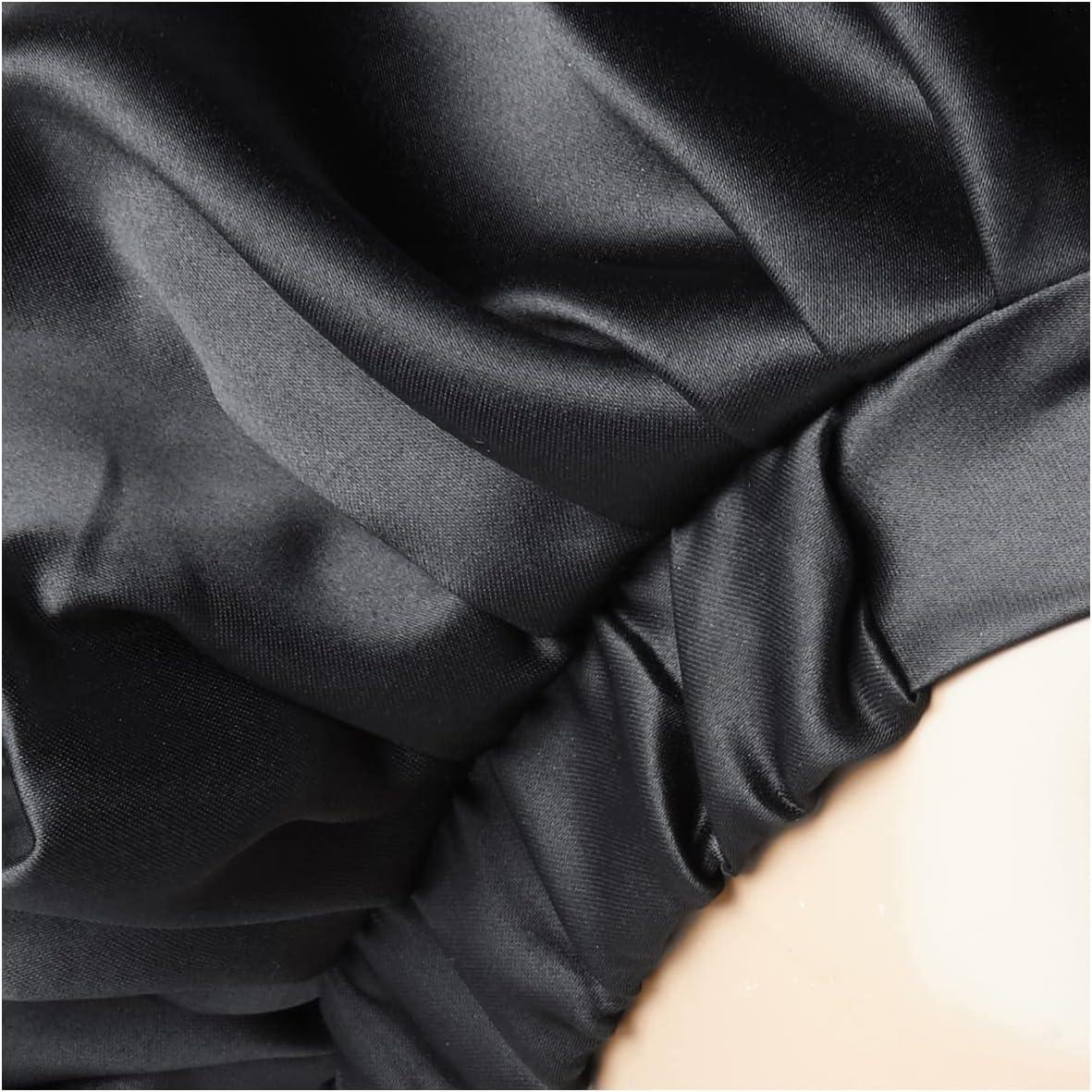 imageRoyalty Headwear Silk Satin Bonnet for Women Adjustable Jumbo Extra Secure NonSlip Satin Cap Silk Hair Bonnet for SleepingBlack