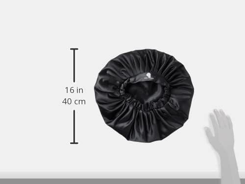 imageRoyalty Headwear Silk Satin Bonnet for Women Adjustable Jumbo Extra Secure NonSlip Satin Cap Silk Hair Bonnet for SleepingBlack