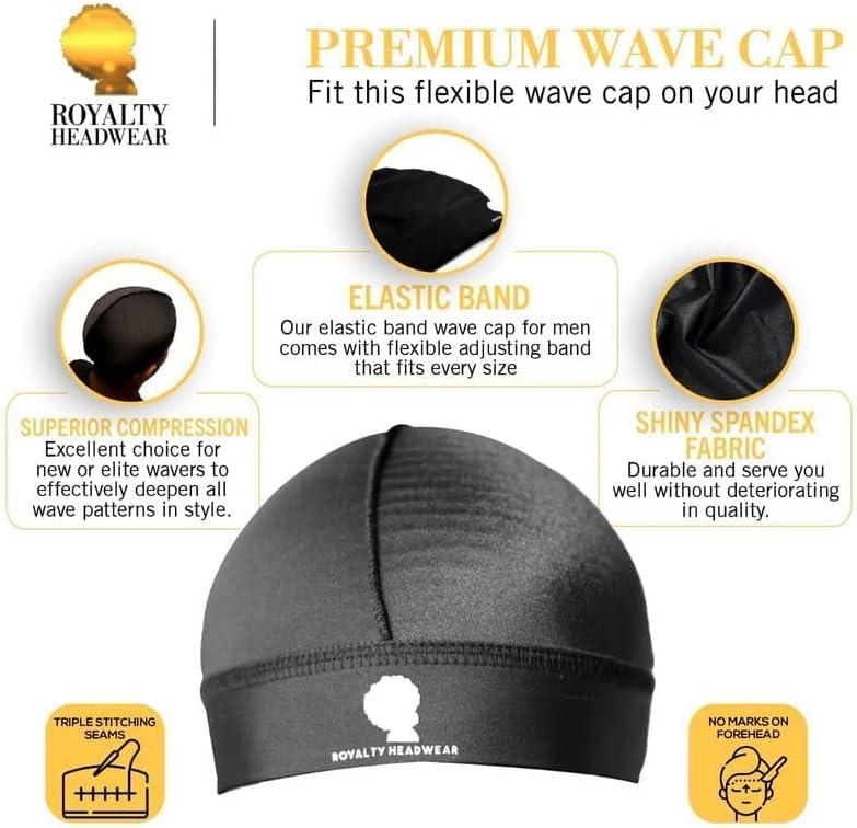 imageRoyalty Headwear Silky Wave Cap for 360 540 ampamp 720 Waves Soft Breathable Durag Skull Cap Beanie for MenNavy