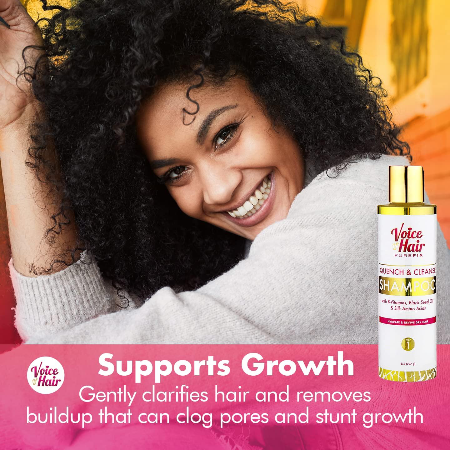 imageVoice of Hair Quench ampamp Cleanse Deep Cleansing Shampoo pH Balanced Gentle Cleansing Formula Works Great for Natural Silk Pressed Transitioning and Chemically Treated Hair 8 Fl Oz