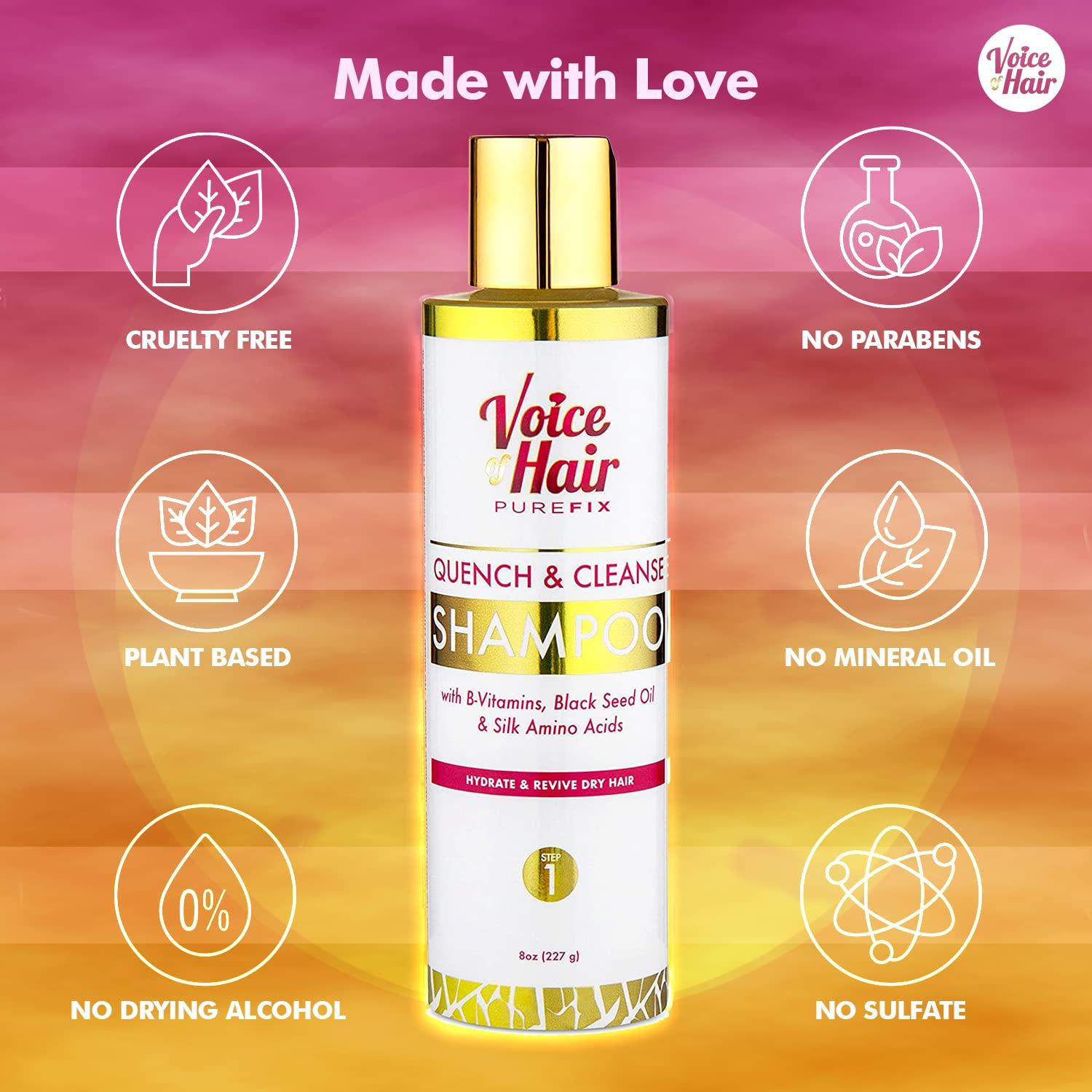 imageVoice of Hair Quench ampamp Cleanse Deep Cleansing Shampoo pH Balanced Gentle Cleansing Formula Works Great for Natural Silk Pressed Transitioning and Chemically Treated Hair 8 Fl Oz