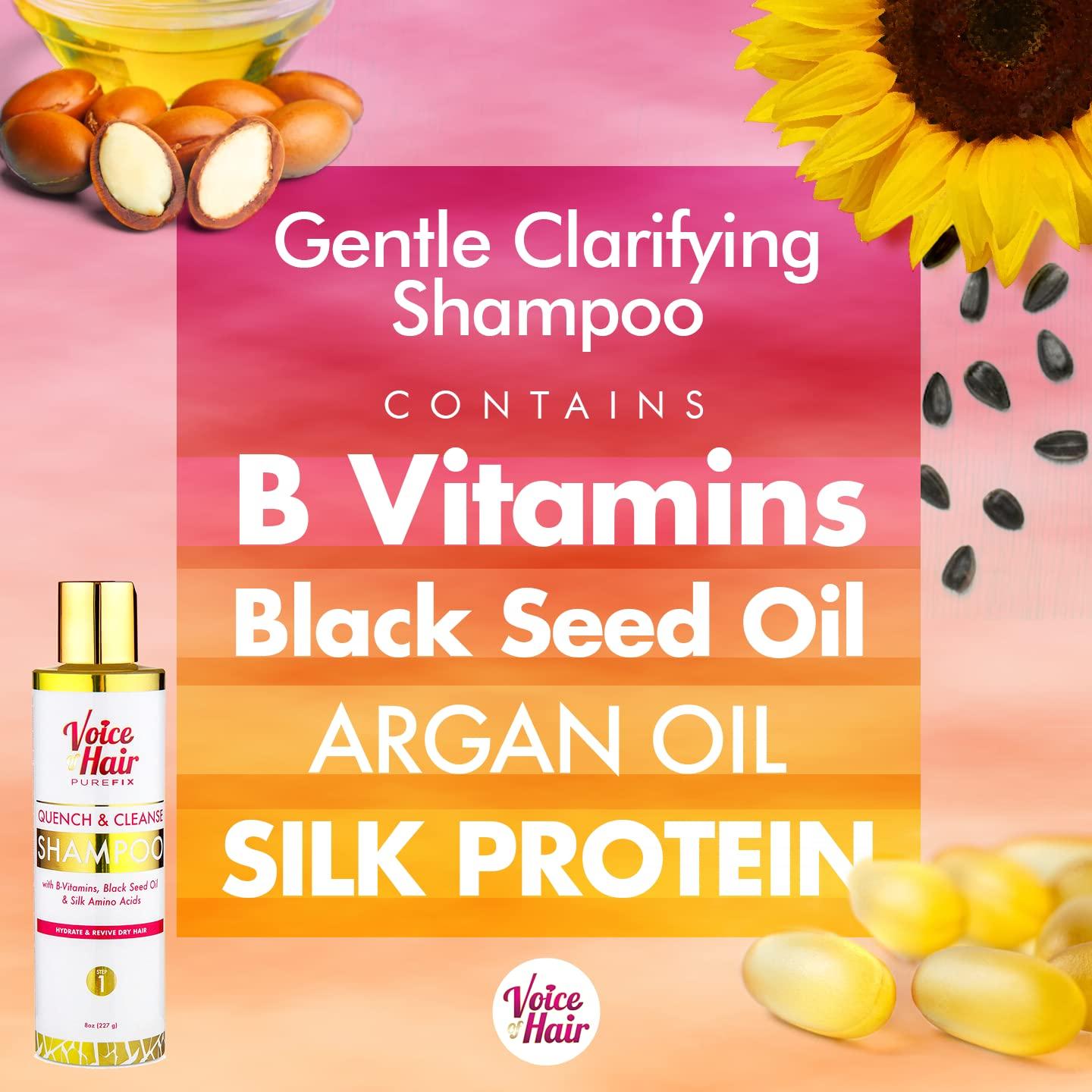 imageVoice of Hair Quench ampamp Cleanse Deep Cleansing Shampoo pH Balanced Gentle Cleansing Formula Works Great for Natural Silk Pressed Transitioning and Chemically Treated Hair 8 Fl Oz