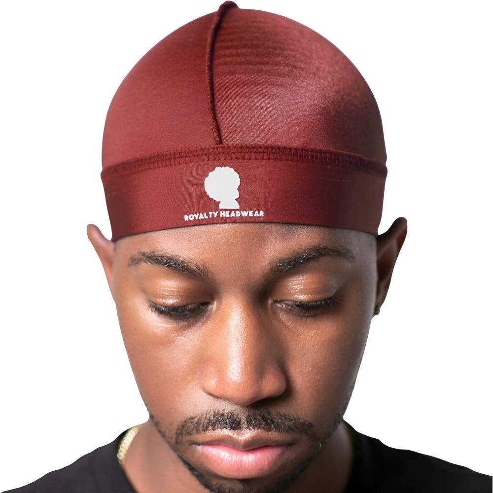 imageRoyalty Headwear Silky Wave Cap for 360 540 ampamp 720 Waves Soft Breathable Durag Skull Cap Beanie for MenMaroon