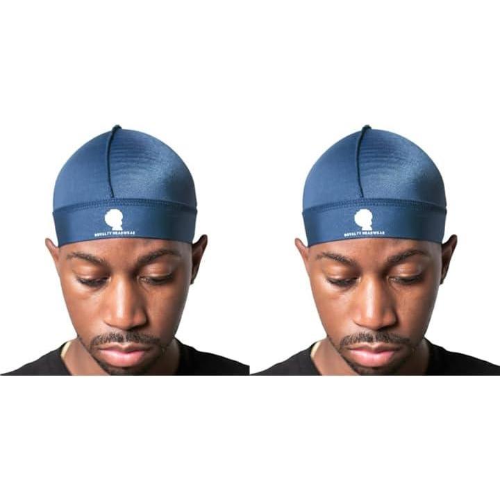 imageRoyalty Headwear Silky Wave Cap for 360 540 ampamp 720 Waves Soft Breathable Durag Skull Cap Beanie for MenNavy Royalty Cap Bundle