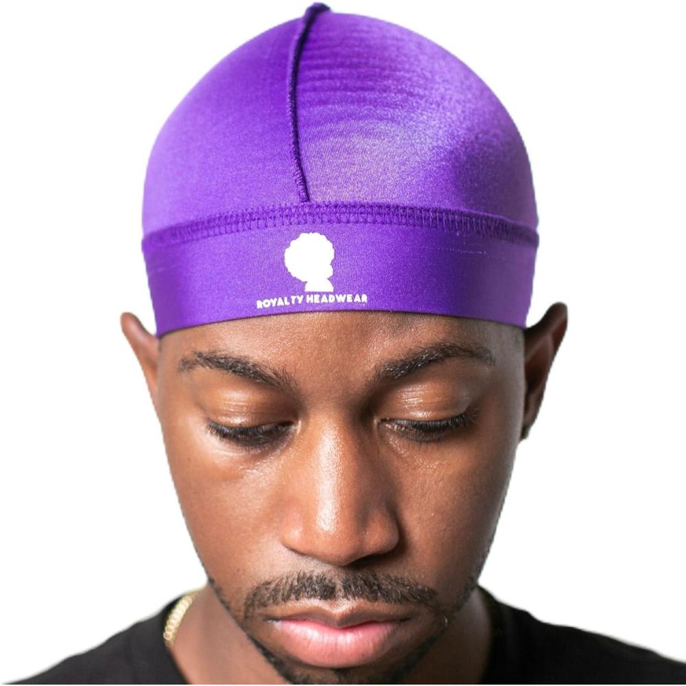 imageRoyalty Headwear Silky Wave Cap for 360 540 ampamp 720 Waves Soft Breathable Durag Skull Cap Beanie for MenPurple