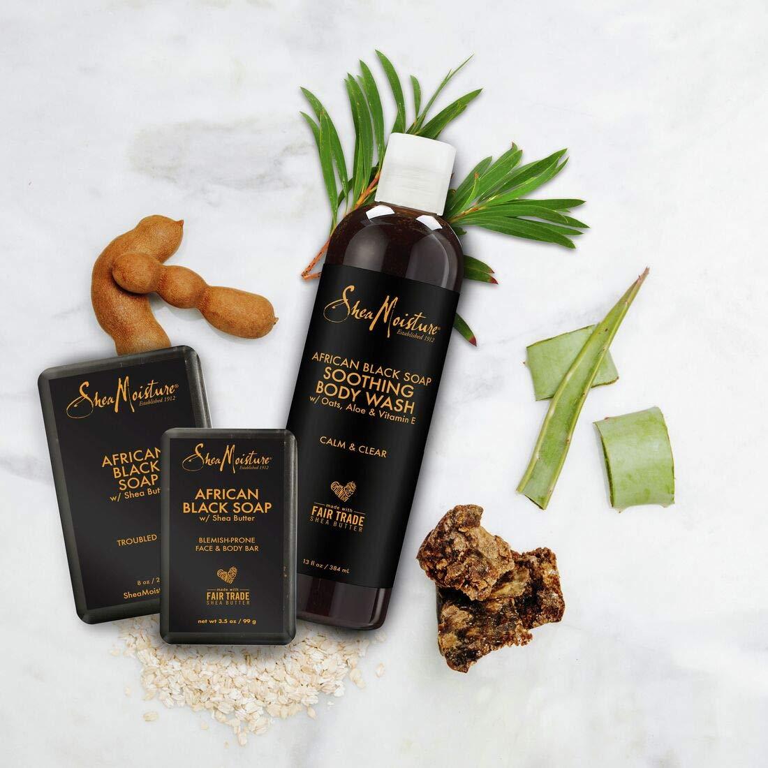 image:imageSheaMoisture Bath Face Skin care Kit Body Cleanser for Dull Skin African Black Soap Made with Fair Trade Shea Butter Aloe Vera 3 Count