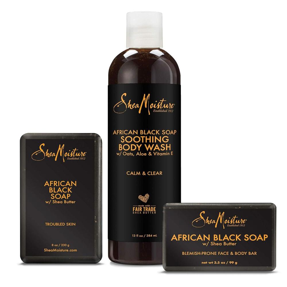 image:imageSheaMoisture Bath Face Skin care Kit Body Cleanser for Dull Skin African Black Soap Made with Fair Trade Shea Butter Aloe Vera 3 Count