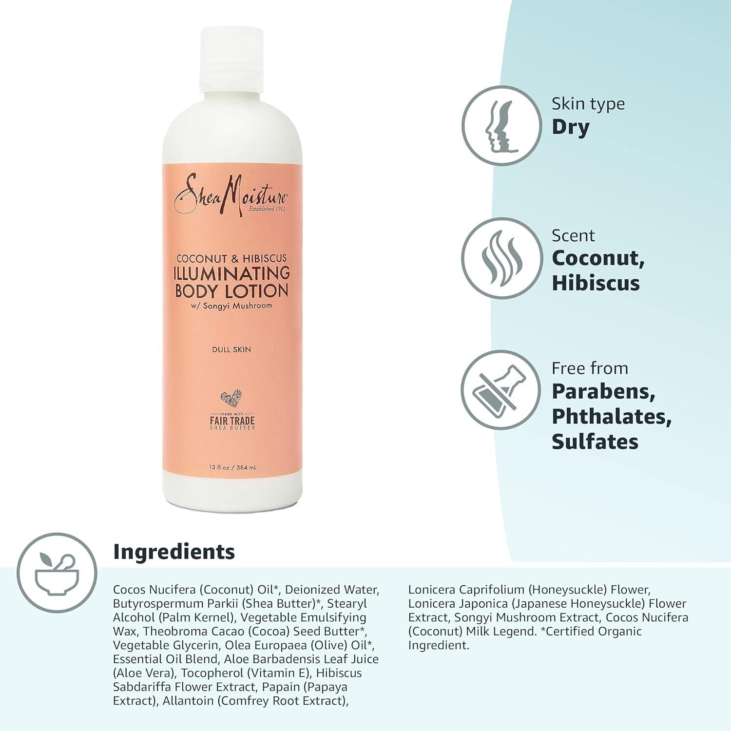 image:imageSheaMoisture Coconut Oil and Hibiscus Illuminating Body Lotion for Dull Dry Skin 13 Fl OzBody Lotion