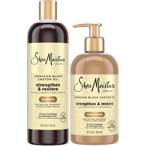 SheaMoisture Jamaican Black Castor Oil Strengthen & Restore Shampoo and Conditioner Set, 24 Oz Ea(2 Piece Set)